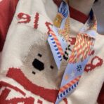 爱马仕斜纹真丝束发带 蓝棕撞色 - 图片 4