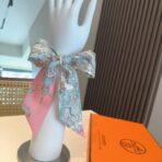 爱马仕斜纹真丝束发带 蓝粉撞色 - 图片 2