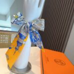 爱马仕斜纹真丝束发带 黄色 - Imagem 4