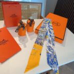 爱马仕斜纹真丝束发带 黄色