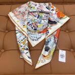 爱马仕新款双面丝印 斜纹真丝方巾 - Imagem 4