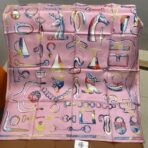 爱马仕新款斜纹真丝方巾 粉色款