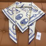 爱马仕新款斜纹真丝方巾 蓝白款 - Imagem 3