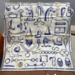 爱马仕新款斜纹真丝方巾 蓝白款