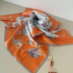 爱马仕方巾 橙色款 - Imagem 3