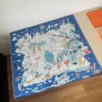 爱马仕方巾 深蓝色款