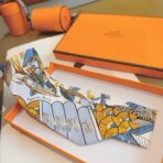 爱马仕树之歌小丝巾 蓝金色