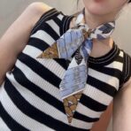 爱马仕树之歌小丝巾 蓝金色 - Imagem 4