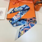 爱马仕水上游乐园Twilly小丝巾 束发带 蓝色 - Imagem 4