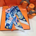 爱马仕水上游乐园Twilly小丝巾 束发带 蓝色