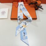 爱马仕“波普骏马”Twilly小丝巾 浅蓝色