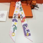 爱马仕“波普骏马”Twilly小丝巾 粉紫撞色