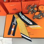 爱马仕“盛大欢庆”Twilly方巾 黑黄撞色 - 图片 4