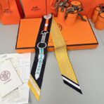 爱马仕“盛大欢庆”Twilly方巾 黑黄撞色