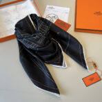 爱马仕真丝方巾 黑色 - Imagem 3