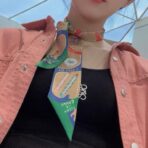 爱马仕趣味冰激凌Twilly方巾 绿色 - Imagem 3