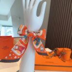 爱马仕顶级斜纹真丝 橙色款 - 图片 4