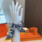 爱马仕顶级斜纹真丝 深蓝色款 - Imagem 4