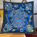 爱马仕骏马和漫画元素方巾 蓝色款