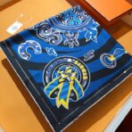 爱马仕骏马和漫画元素方巾 蓝色款 - 图片 4