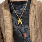 爱马仕（Hermès）Pop H 系列金色 H 字母橙色珐琅项链 - Imagem 2