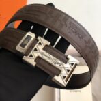 爱马仕（Hermès）压纹皮革金属扣双面腰带 - Image 2