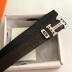 爱马仕（Hermès）压纹皮革金属扣双面腰带 - Image 4