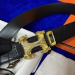 爱马仕（Hermès）定制款龙形 H 扣镶钻黑色鳄鱼纹皮革腰带 - Image 3