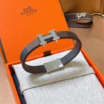 爱马仕（Hermès）皮革 H 扣手镯 - Imagem 3