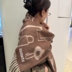 爱马仕经典双面设计围巾 棕色款 - 图片 3