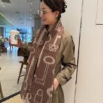 爱马仕经典双面设计围巾 棕色款 - 图片 2