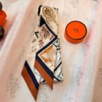 福宝集邮者爱马仕Twilly丝巾 蓝棕撞色 - 图片 2