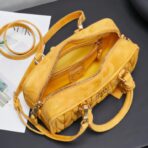 缪缪（Miu Miu）Coffer 系列黄色绗缝绒面革手提斜挎包  小号 - Imagem 3