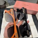 缪缪（Miu Miu）无框方形金属太阳镜（黑色镜腿款） - 图片 2