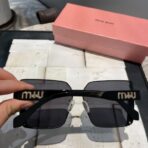 缪缪（Miu Miu）无框方形金属太阳镜（黑色镜腿款） - 图片 3