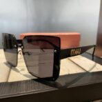 缪缪（Miu Miu）无框方形金属太阳镜（黑色镜腿款） - 图片 4