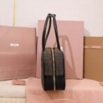 缪缪（Miu Miu）格纹羊毛混纺保龄球手提包 - 图片 3