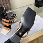 范思哲 La Medusa 系列卡其多带防水台方头高跟凉鞋 - 图片 2