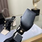 范思哲 La Medusa 系列黑色多带防水台方头高跟凉鞋 - 图片 2