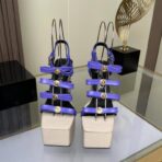 范思哲 La Medusa 系列紫色多带防水台高跟凉鞋