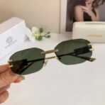 范思哲（Versace）金色无框矩形金属太阳镜 - 图片 3