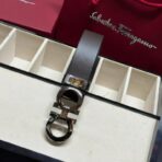 菲拉格慕（Salvatore Ferragamo）棕色粒面小牛皮银色 Gancini 扣双面男士腰带 - Image 2