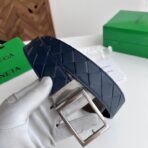 葆蝶家（Bottega Veneta）灰蓝色编织小牛皮银色板扣男士腰带 - 图片 2