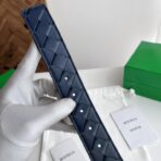 葆蝶家（Bottega Veneta）灰蓝色编织小牛皮银色板扣男士腰带 - 图片 4