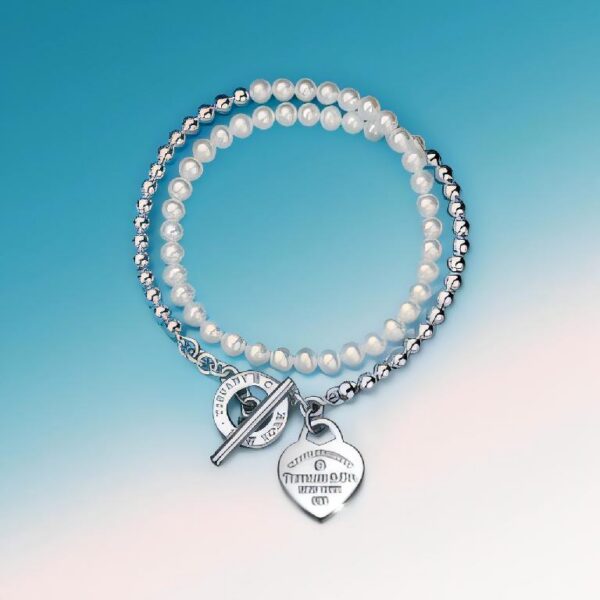 蒂芙尼 Return to Tiffany 系列珍珠爱心 OT 扣手链