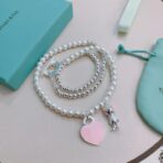 蒂芙尼 Return to Tiffany 系列粉色心形珠珠手链 项链 - Imagem 4