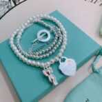 蒂芙尼 Return to Tiffany 系列粉色心形珠珠手链 项链 - Imagem 2