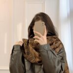 赛琳CELINE凯旋门散林老花羊绒围巾 黑棕色 - Imagem 2