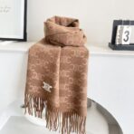 赛琳凯旋门散林老花羊绒围巾 奶茶色 - Imagem 3