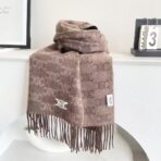 赛琳凯旋门散林老花羊绒围巾 巧克力色 - 图片 3